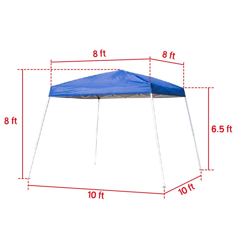 Foldable Outdoor Pop Up Canopy Tent Portable Slant Leg Shelter 10 x 10 ft Blue