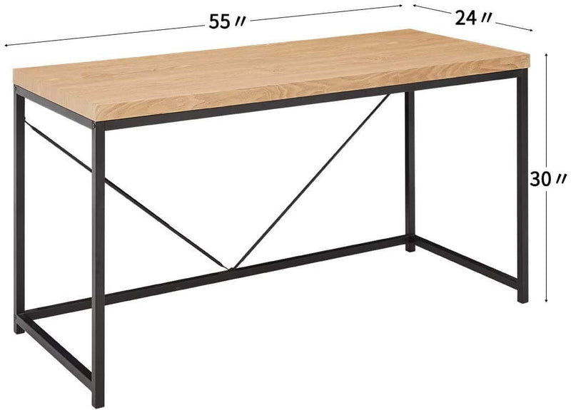 Rustic Industrial Computer Desk,Wood and Metal Writing Desk, Vintage PC Table for Home Office, 55 inch