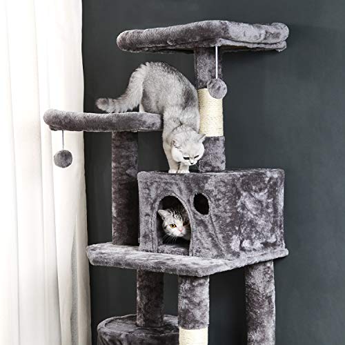 Cat Tree with Sisal-Covered Scratching Posts Climbing Activity Play House for Kittens