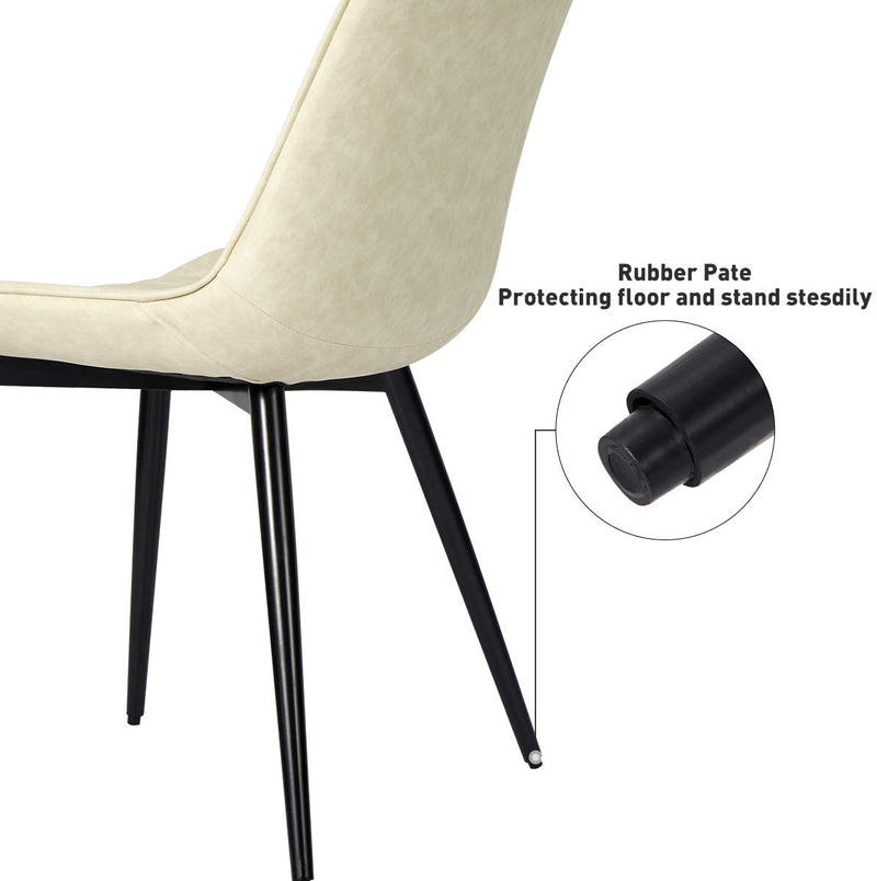 Faux Leather Dining Chairs Set of 2 Modern Leisure Upholstered Chair Beige