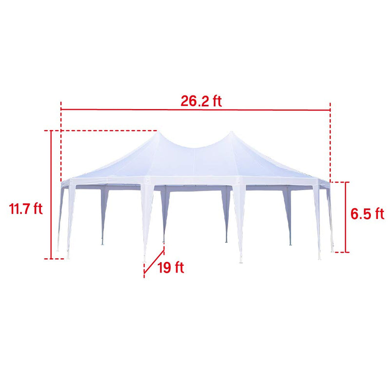 HomHum 10 x 20ft Party Tent Gazebo Pavilion Adjustable Removable Sidewalls White Shelter with Carrying Case Bag for Wedding,Garden (26x19ft)
