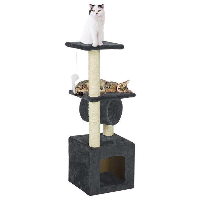 36 inches Multi-Level Cat Tree Furniture Kittens Activity Tower Grey (Free Gifts)