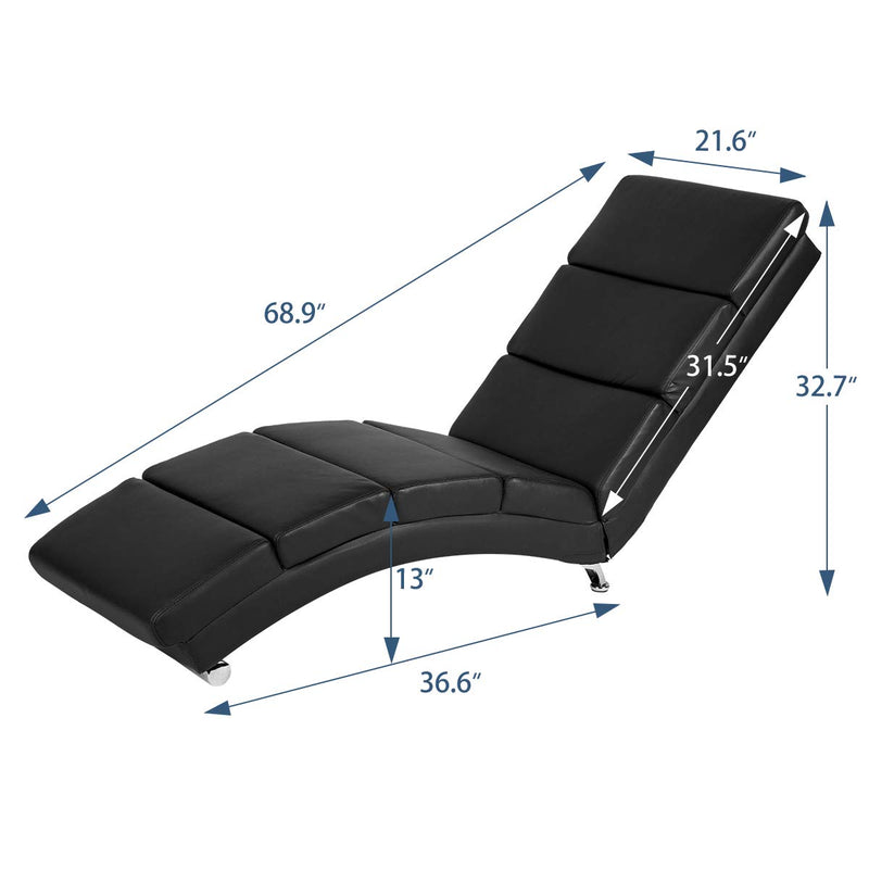 Massage Chaise Lounge Couch Black Modern Indoor with Vibration Heat Fuction