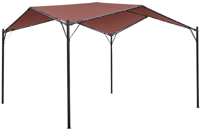 12 x 12ft Gazebo Canopy Weather-Resistant Softtop Gazebo, Swan Shape Canopy with Powder-Coated Frame, Coffee