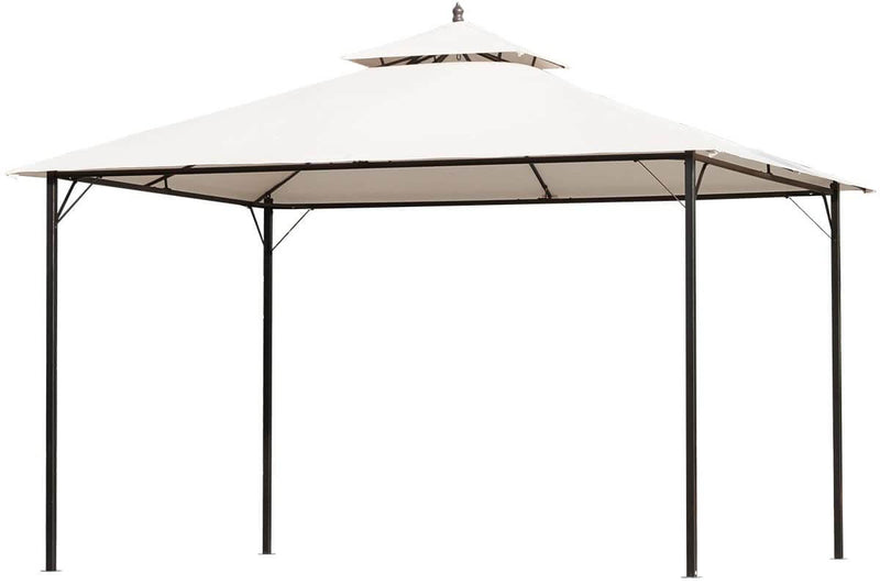 10 x 12 FT Double-Roof Softtop Gazebo Canopy, Outdoor Steel Frame Gazebo Tent for Patio or Deck, Cream