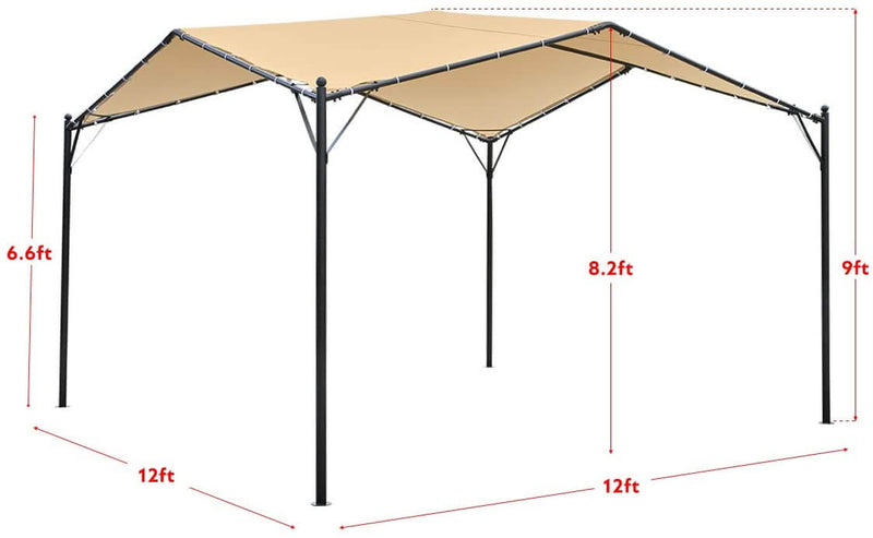 12 x 12ft Gazebo Canopy Weather-Resistant Softtop Gazebo Swan Shape Gazebo Canopy with Powder-Coated Frame, Beige
