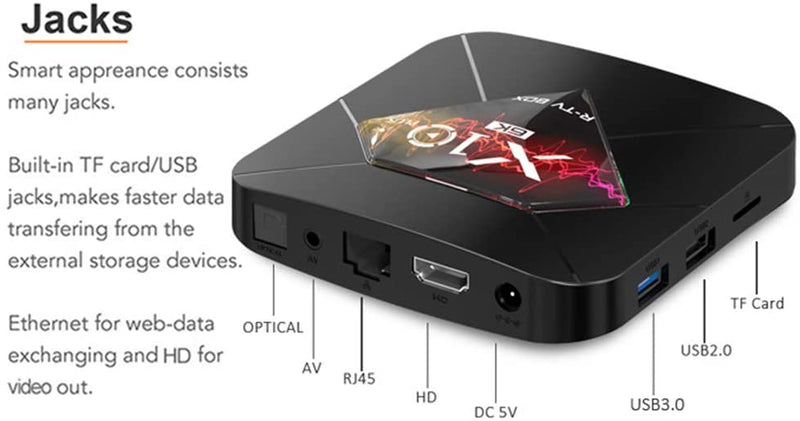Android 9.0 TV Box,X10 Plus Smart TV Box, H6 2.4G WiFi 4GB RAM 64GB ROM Set,USB3.0 H.265 6K Media Player Support TF Card
