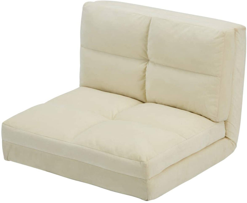Triple Fold Down Sofa Bed, Adjustable Floor Couch Sofa 5 Adjustable Positions 6 Reclining Angles Sleeper Sofa Guest Chaise Loungefor Living Room and Bedroom, Beige