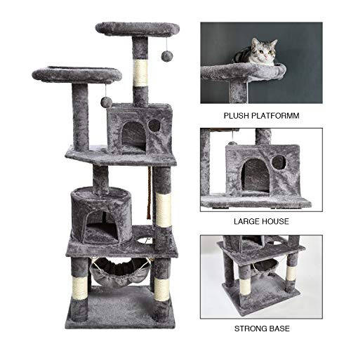 Cat Tree with Sisal-Covered Scratching Posts Climbing Activity Play House for Kittens