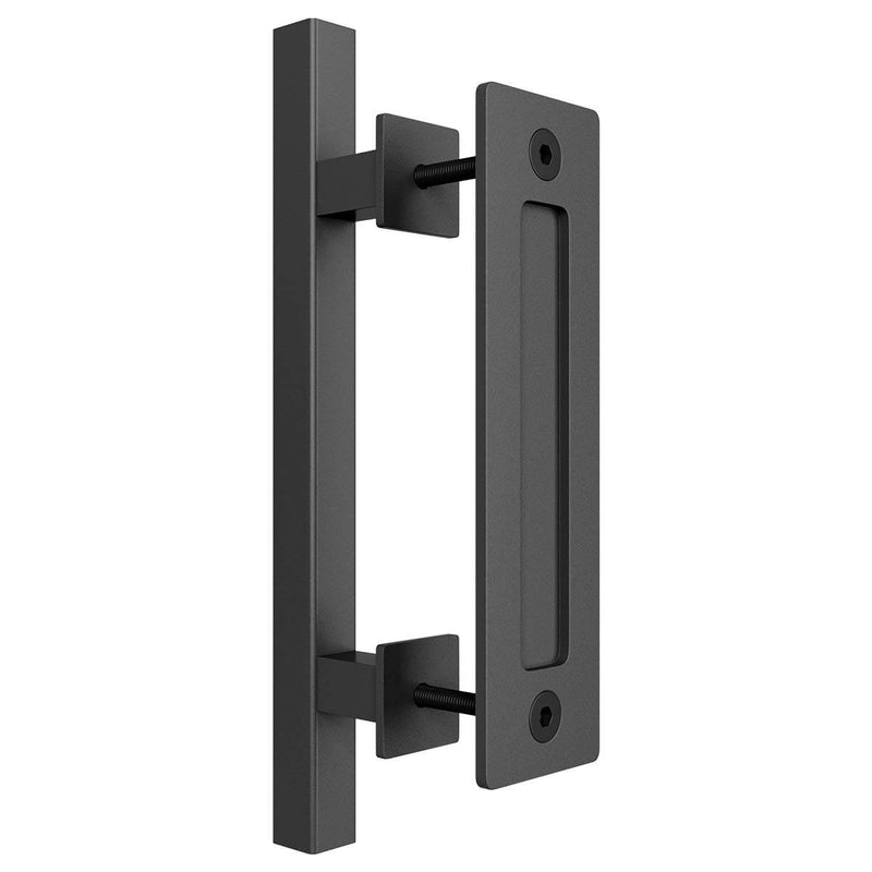 12 Inches Heavy Duty Pull and Flush Sliding Barn Door Handle Set Square