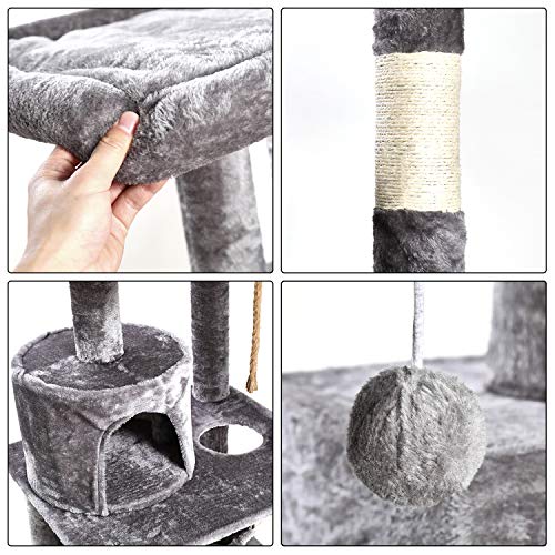 Cat Tree with Sisal-Covered Scratching Posts Climbing Activity Play House for Kittens