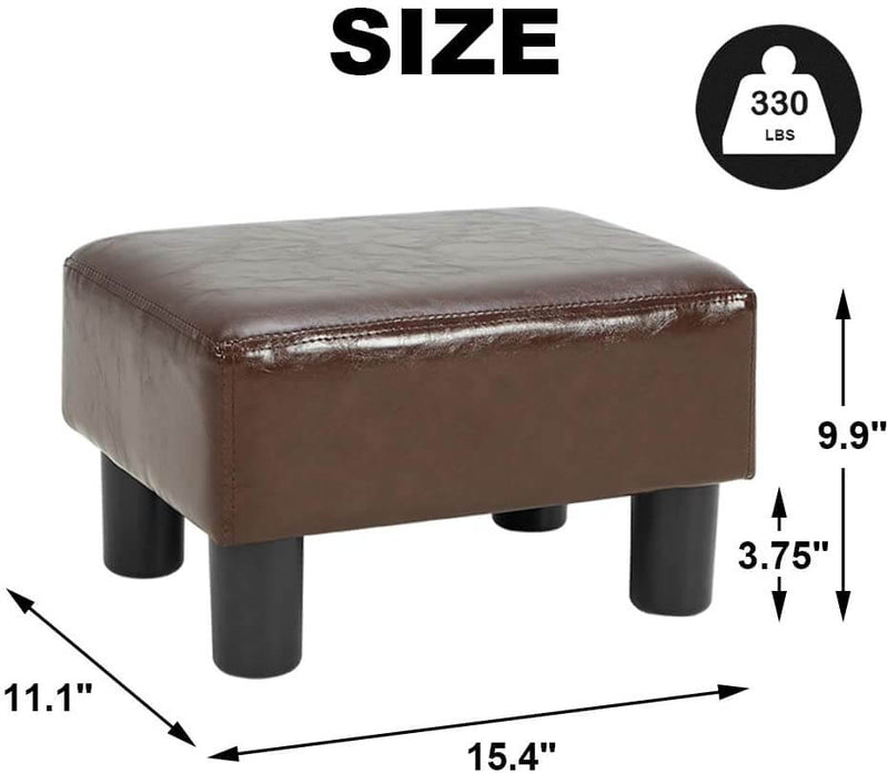 PU Leather Ottoman Small Footrest Stool Modern Seat Chair Footstool, Brown