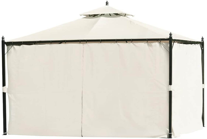 10 x 12 FT Double-Roof Softtop Gazebo Canopy, Outdoor Steel Frame Gazebo with Shade Curtains, Cream