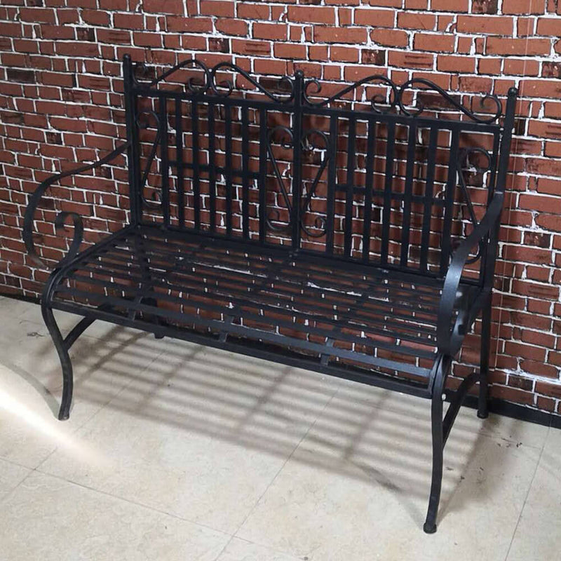 2-Seat Foldable Outdoor Patio Garden Bench Porch Chair with Steel Frame Solid Construction