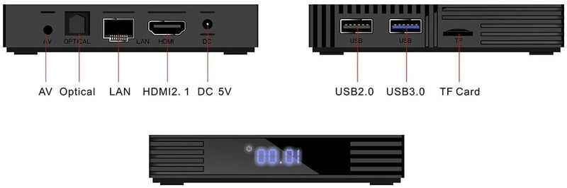 Android 9.0 Smart TV Box, Player Media 6K Resolution 4GB RAM 64GB ROM, RK3318 Chip Quad Core 64-bit, 2.4Ghz+5Ghz WiFi HDMI2.0 USB3.0 Support TF Card