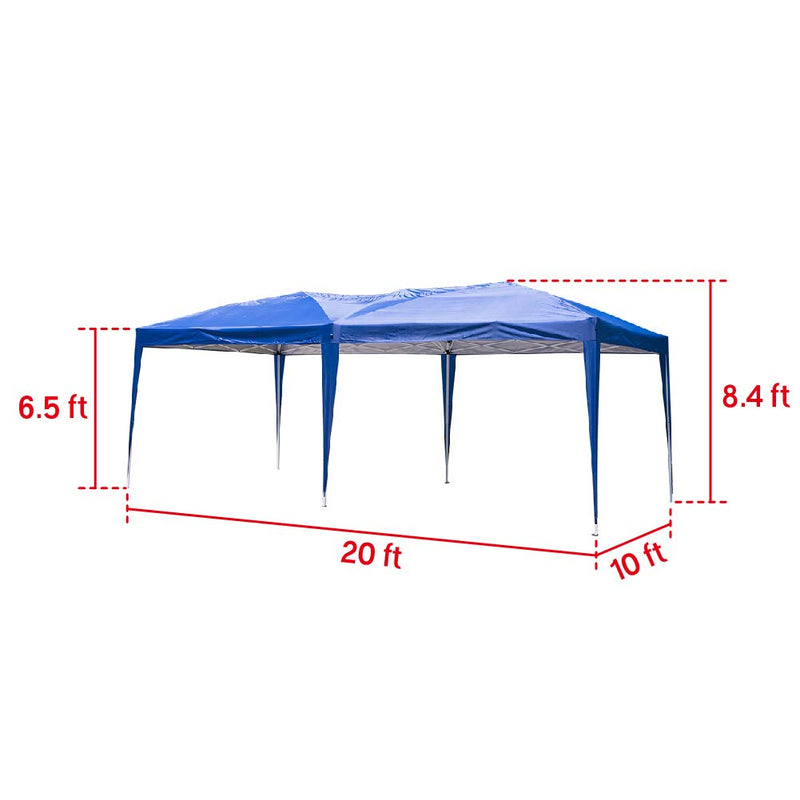Party Tent Gazebo Pavilion Adjustable Removable Shelter 10 x 20 ft Blue