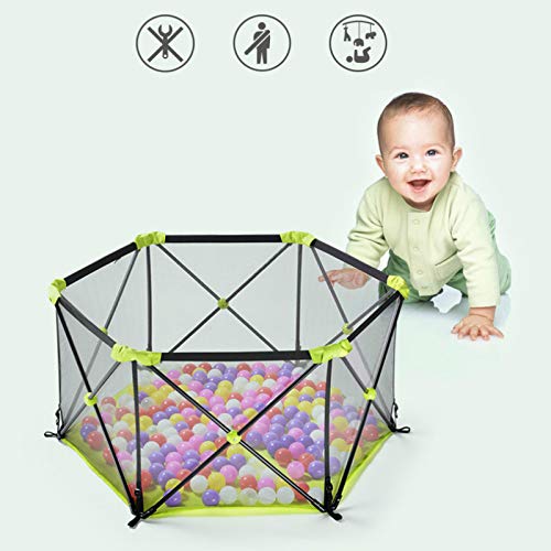 HomHum Baby Portable Playard with Carry Case and Washable/Adjustable,6-Panel,Outdoor,for Babies and Toddler,Blue