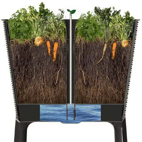 31.7 Gallon Raised Garden Bed with Self Watering Planter Box and Drainage Plug, Graphite
