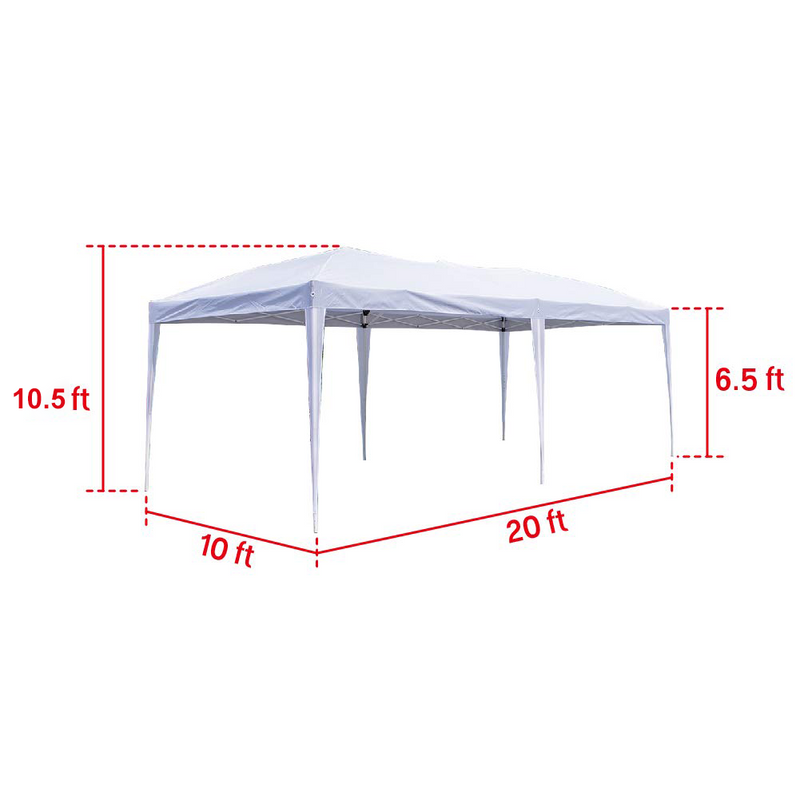 Pop Up Party Canopy Tent Gazebo Pavilion Adjustable Shelter 10 x 20ft White