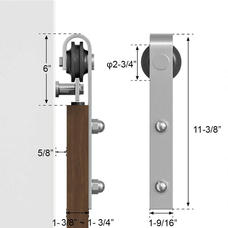 Heavy Duty Double Gate Sliding Barn Door Hardware Kit Stainless Steel 8-16 FT