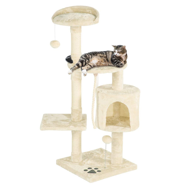 44 inchesMulti-Level Cat Tree Tower Condo Cat Activity Center (Free Gifts)