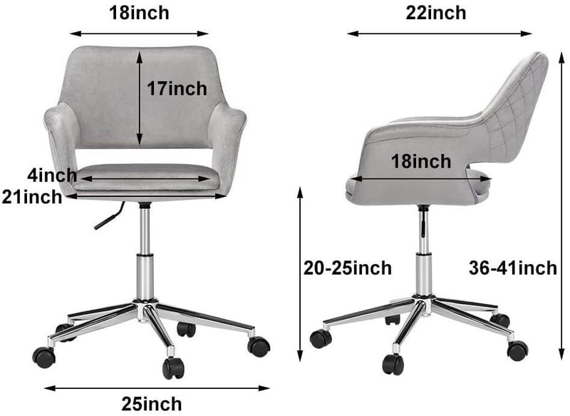 Homhum Desk Chair, Plush Velvet Office Chair for Home or Office, Modern, Comfortble, Nice Task Chair for Computer Desk (Polish Steel-Gray)