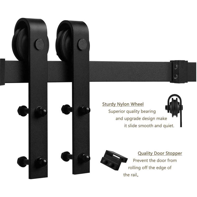 6 ft J Shape Hanger Sliding Barn Door Hardware Carbon Steel Single Barn Door Hardware Kit