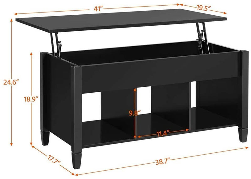Lift Tabletop Coffee Tables Wood Living Room Furniture Hidden Compartment Black