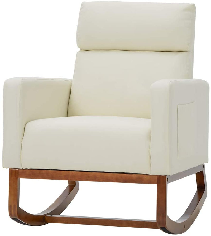 Rocking Chair, Comfortable Rocker Lounge Chair, Relax Armchair Massage Rocking Chair for Nursery, White