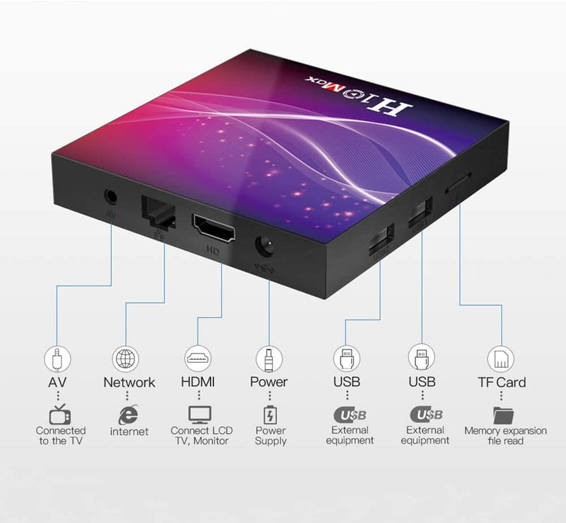 Android 10.0 TV Box Smart TV Box 4GB RAM 64GB ROM, HD 6K 2.4G WiFi BT4.0 1000M,Streaming Media Player