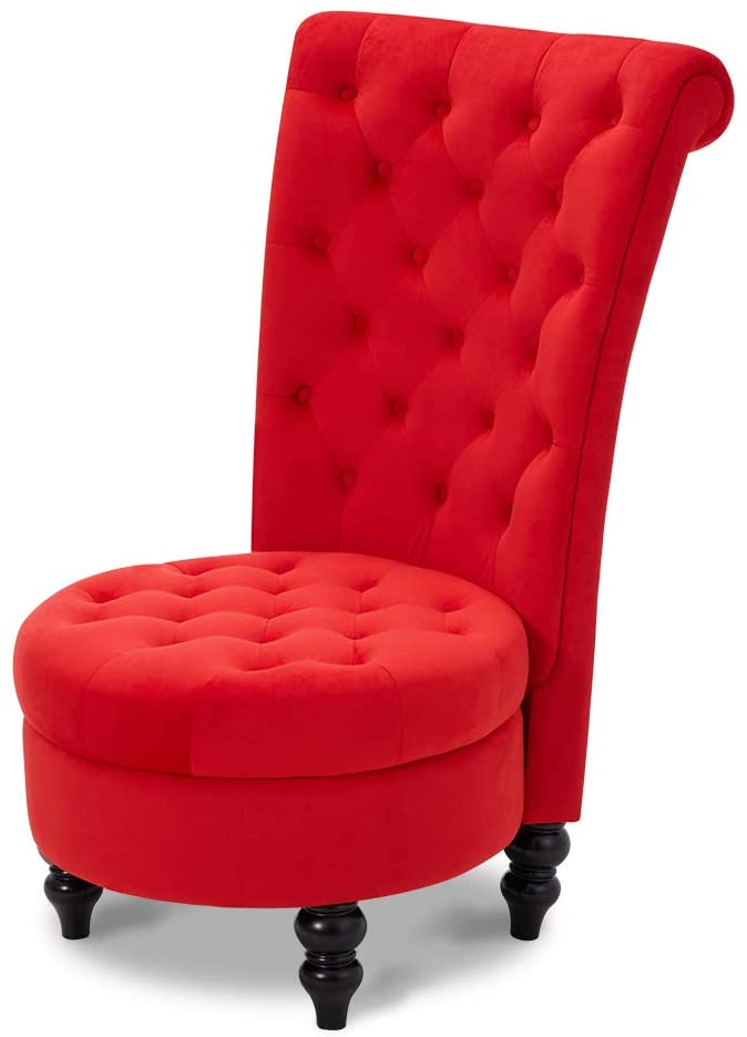 High Back Accent Chair, Retro Armless Sofa Chair, Living Room Furniture for Bedroom, Red