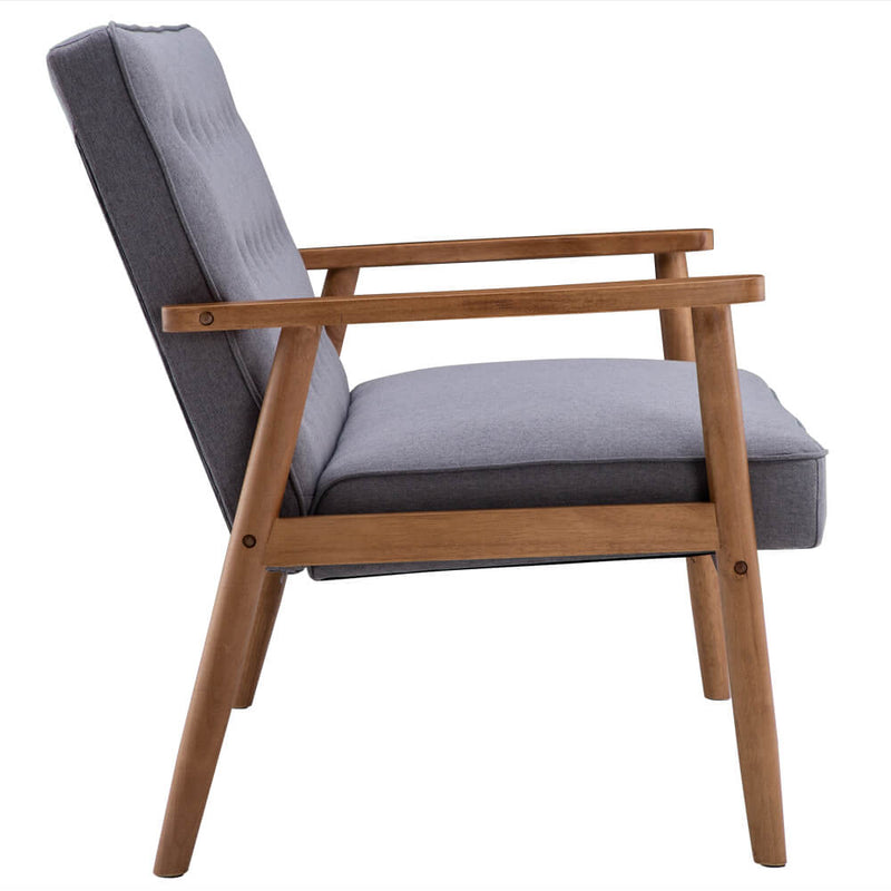 Retro Mid-Century Modern Wood 2-Seater Loveseat Chair Leisure Light Gray Fabric