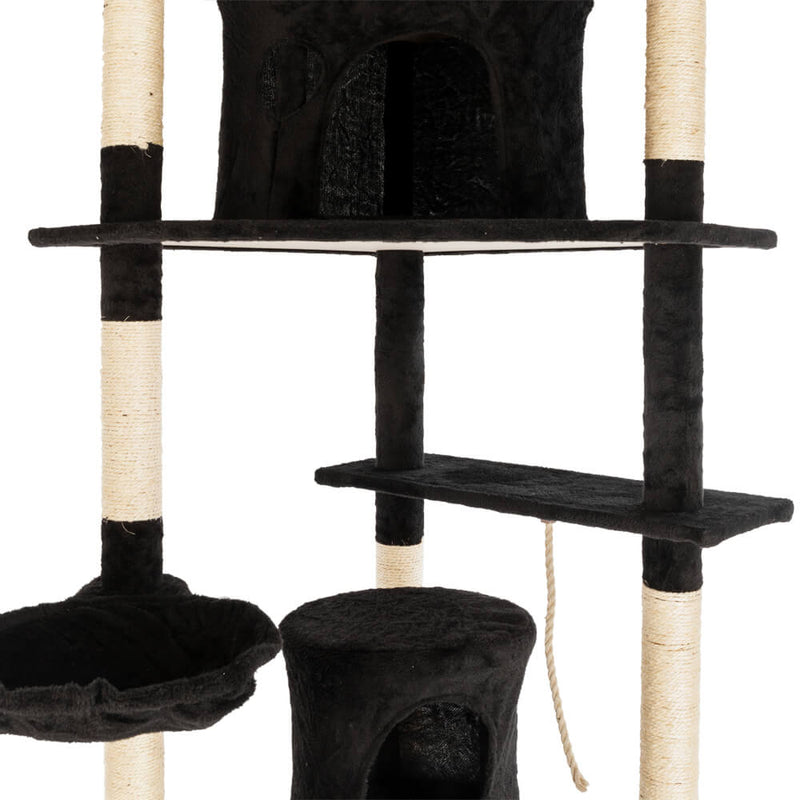 Solid Cute Sisal Rope Plush Cat Climb Tree Cat Tower Black 80 inches