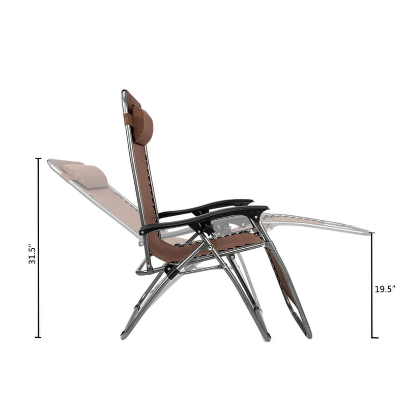 Zero Gravity Lounge Chair Brown with Portable Cup Holder Table