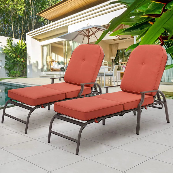 Patio Lounge Chair Set of 2 - Red