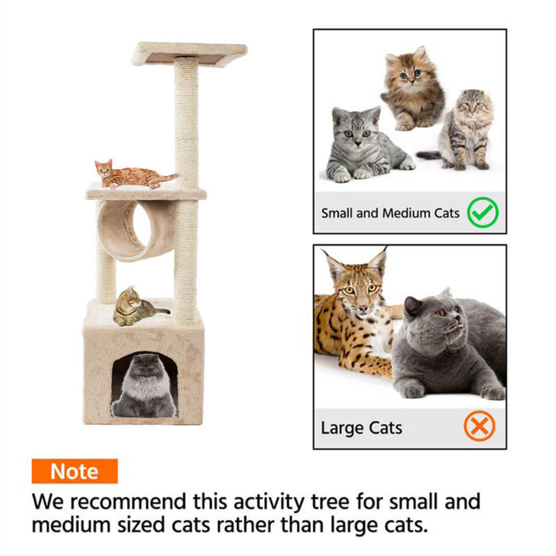 Beige Plush Cat Climb Tree Cat Tower, 36 inches