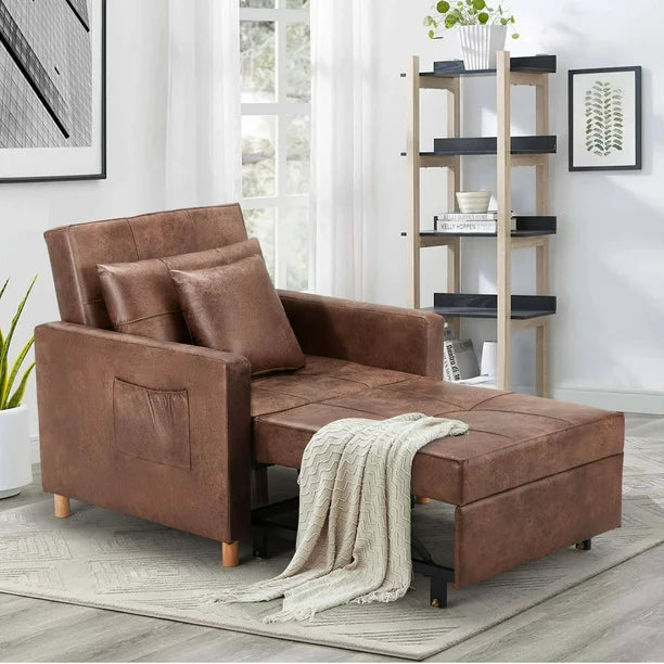 3-in-1 Sofa Bed Chair -Saddle Brown