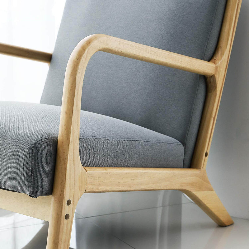 Lounge Arm Chair Mid Century Modern Accent Chair Wood Frame Armchair, Gray