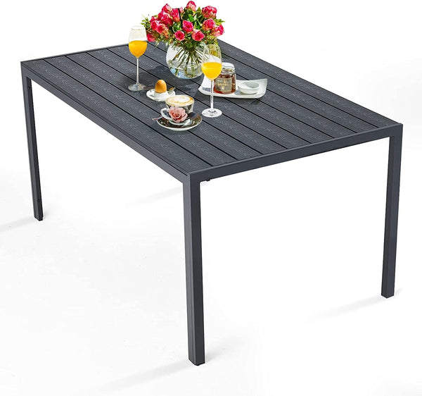 AECOJOY 60" Outdoor Dining Table  with Wood-Plastic Composite Tableto