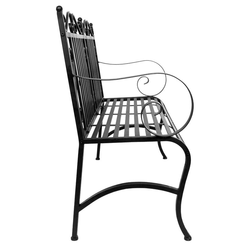 2-Seat Foldable Outdoor Patio Garden Bench Porch Chair with Steel Frame Solid Construction