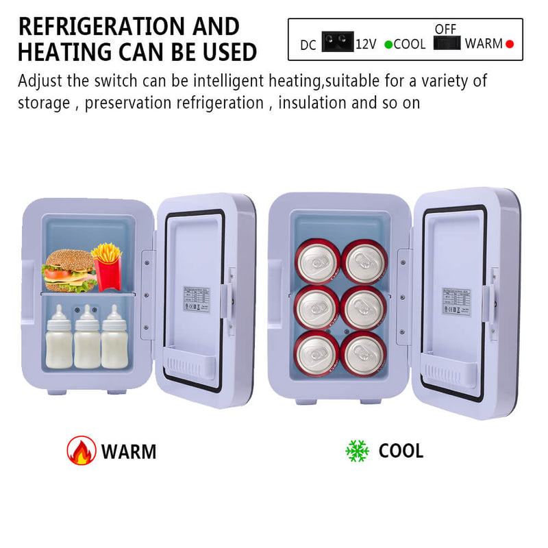 6L Electric Mini Refrigerator, Portable Electric Cooler & Warmer with Handle, Compact Car Refrigerator Cooler, Gray