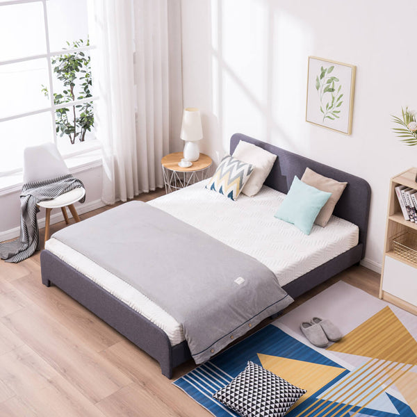 Upholstered Platform Bed Frame Mattress Foundation In Gray, Full