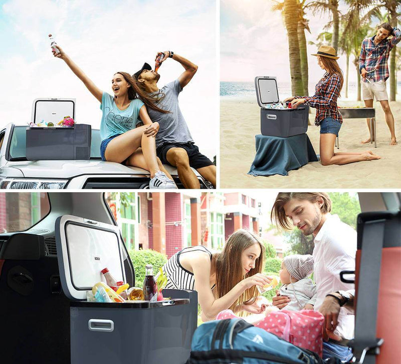12V Dual Zone Portable Refrigerator Mini Fridge for Outdoor, Home Use, Grey