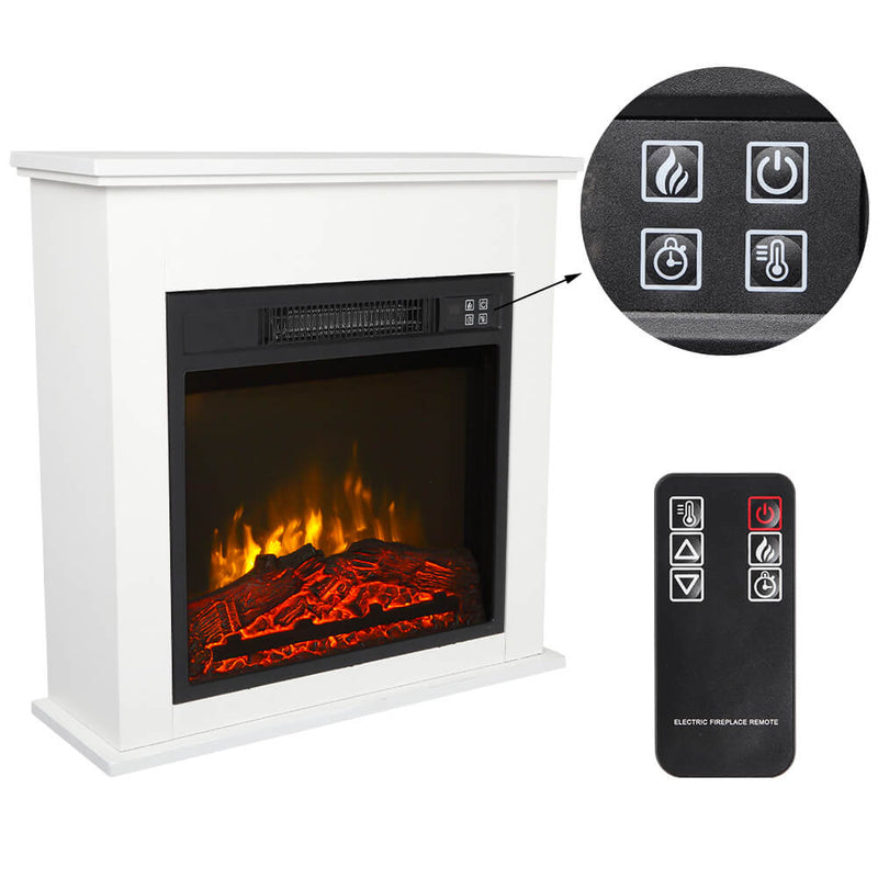 White Wood Cabinet Style 1400W Single Color Fake Wood Heating Wire With Small Remote Control Movement Black 18 Inches
