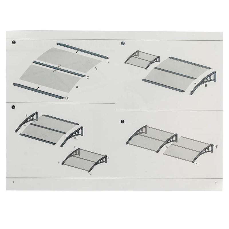 40" x 80" Door Window Awning, Front Door Outdoor Patio Awning Canopy UV Protection, Black Bracket