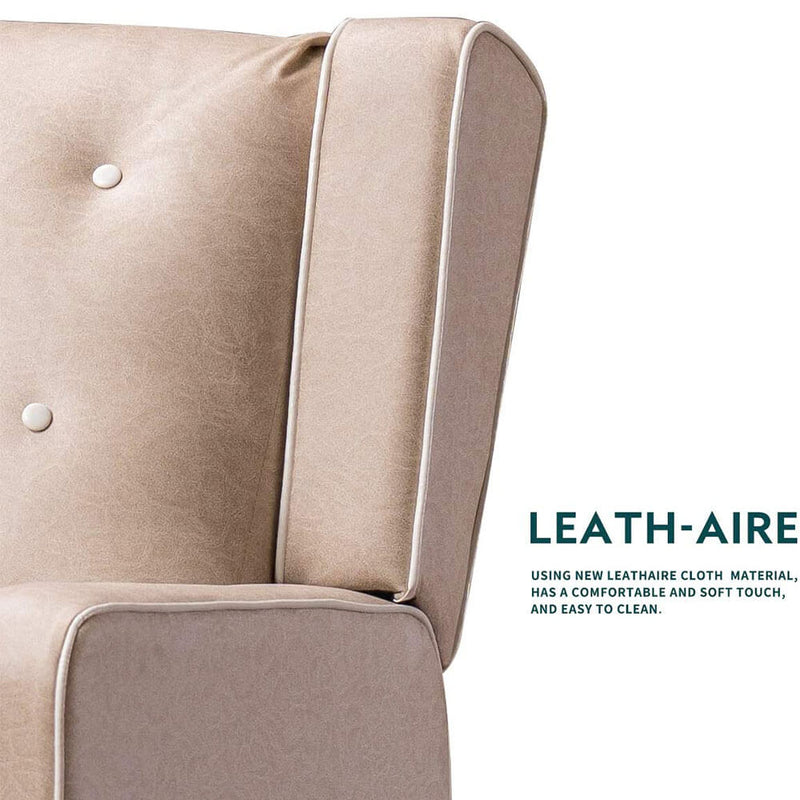 360-Degree Swivel Gliding Recliner,Leathaire Upholstered Recliner Beige