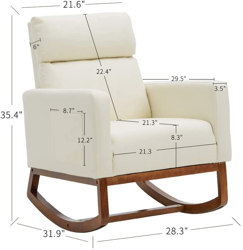 Rocking Chair, Comfortable Rocker Lounge Chair, Relax Armchair Massage Rocking Chair for Nursery, White