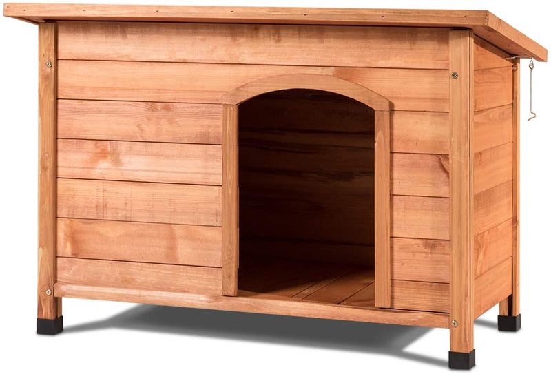 Outdoor Weather-Resistant Dog House Wooden Log Cabin Home Pet Furniture
