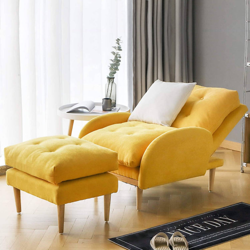 Sofa Chair with Ottoman Fabric Lounge Recliner Adjustable Backrest