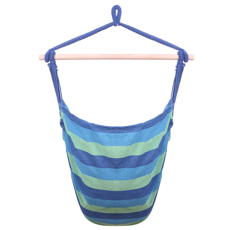 Hammock Swing, Hanging Rope Hammock Chair Swing, Cotton Hanging Air Swing with Cushions for Patio Porch Yard Tree, Blue